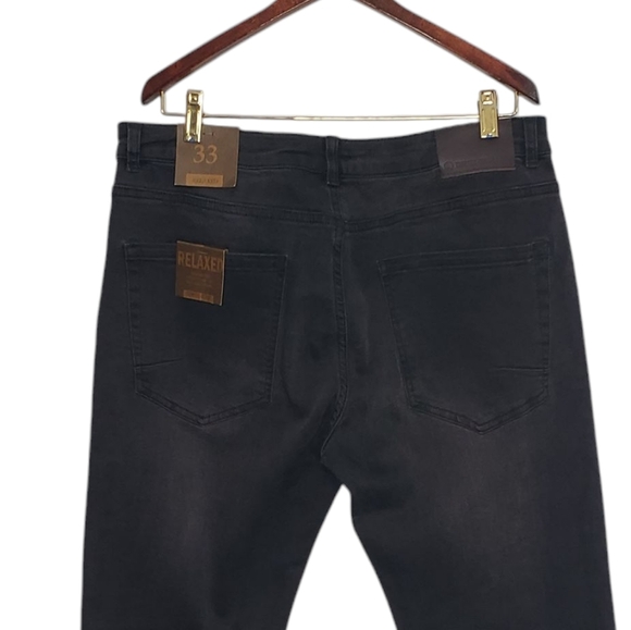 New Tainted Denim Men's Relaxed Fit Black Jeans Size 33 - Picture 5 of 13